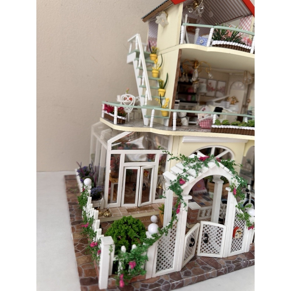 Built DIY Miniature Dollhouse Countryside Estate 3-Story Villa Model Light Up - Picture 7 of 16